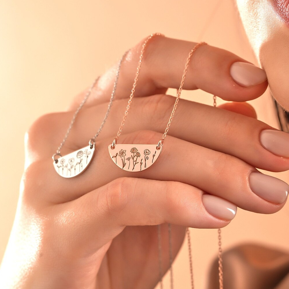 Birth Flower Necklace - Collar de flores personalizado del mes