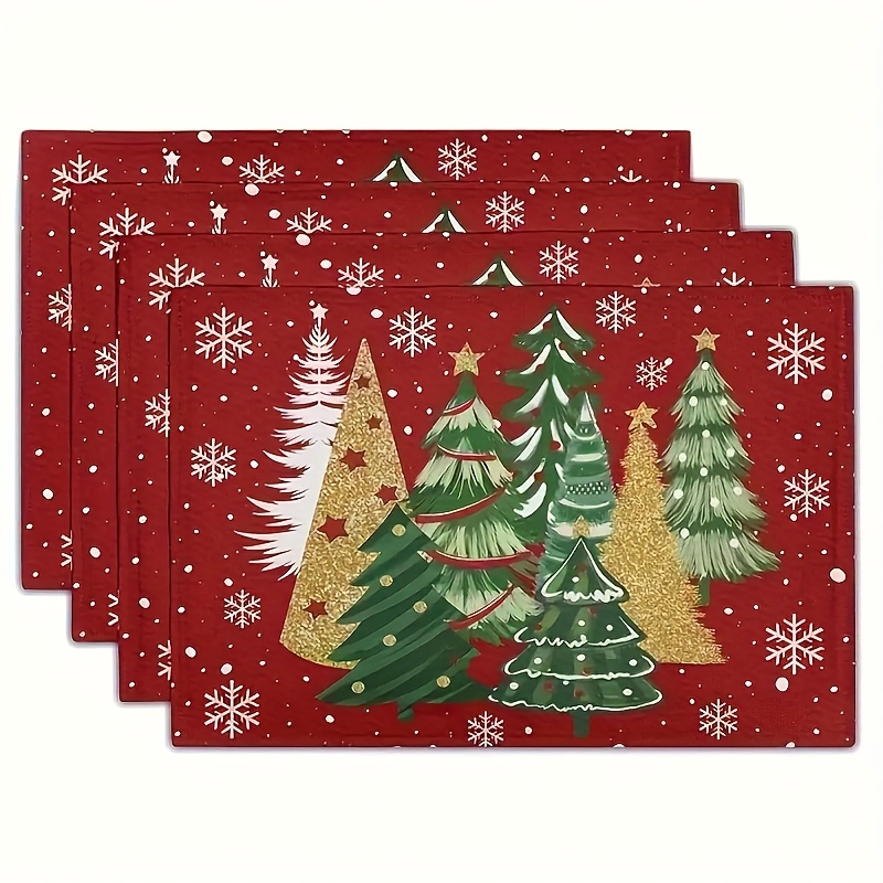 Family Tree Print - Mantel Individual Rojo con Estampado de