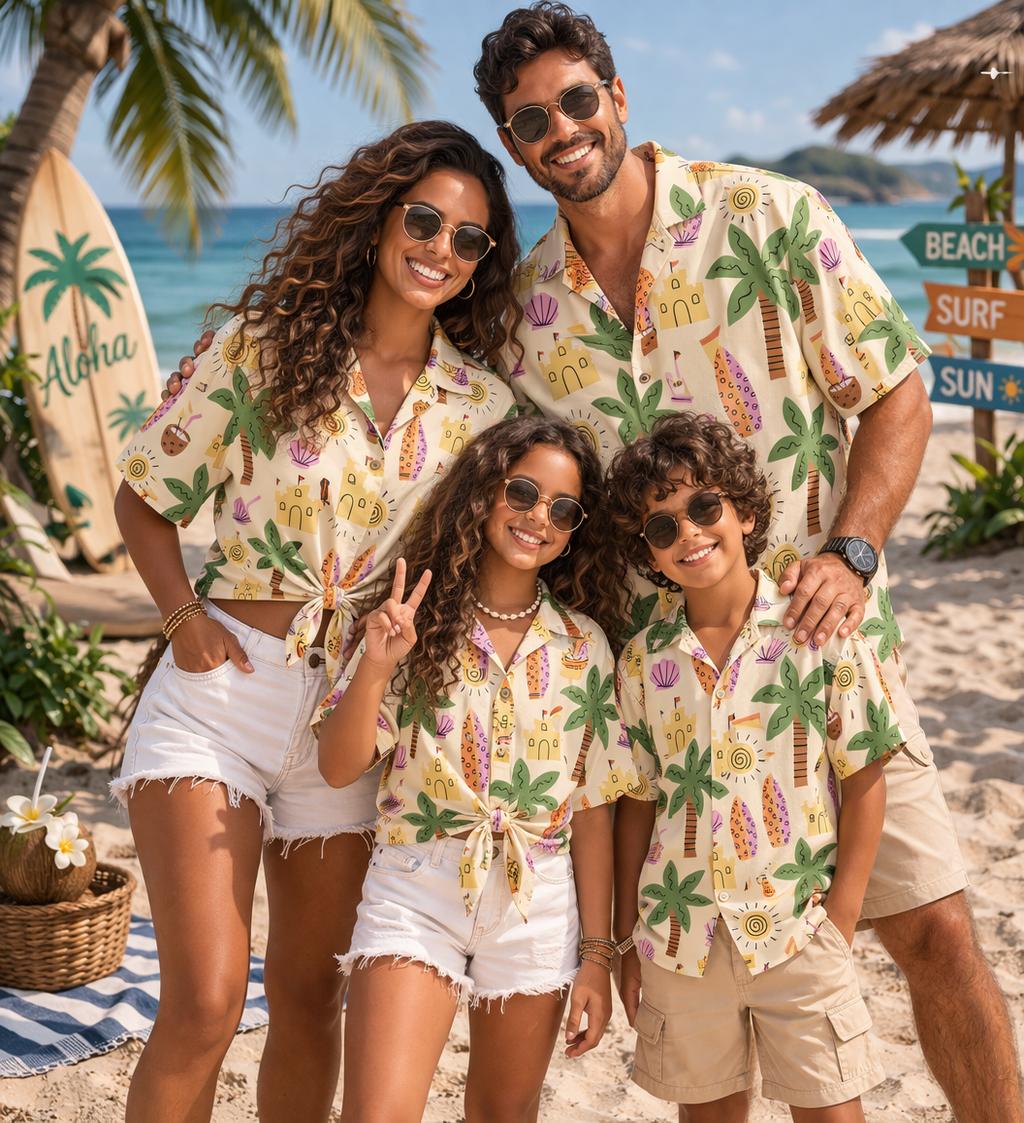 Family Tree Print - Camisa Hawaiana para Niños con Estampado