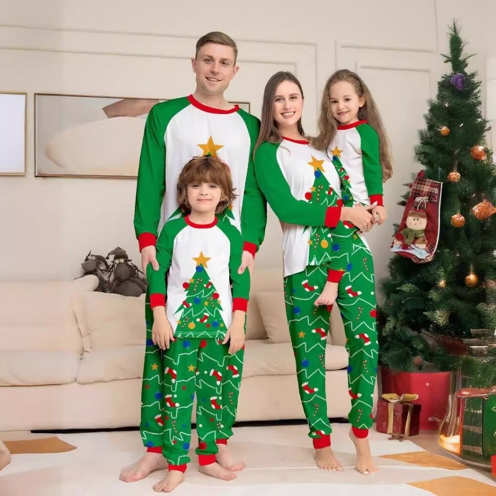 Family Tree Print - Conjunto de pijamas navideños de manga