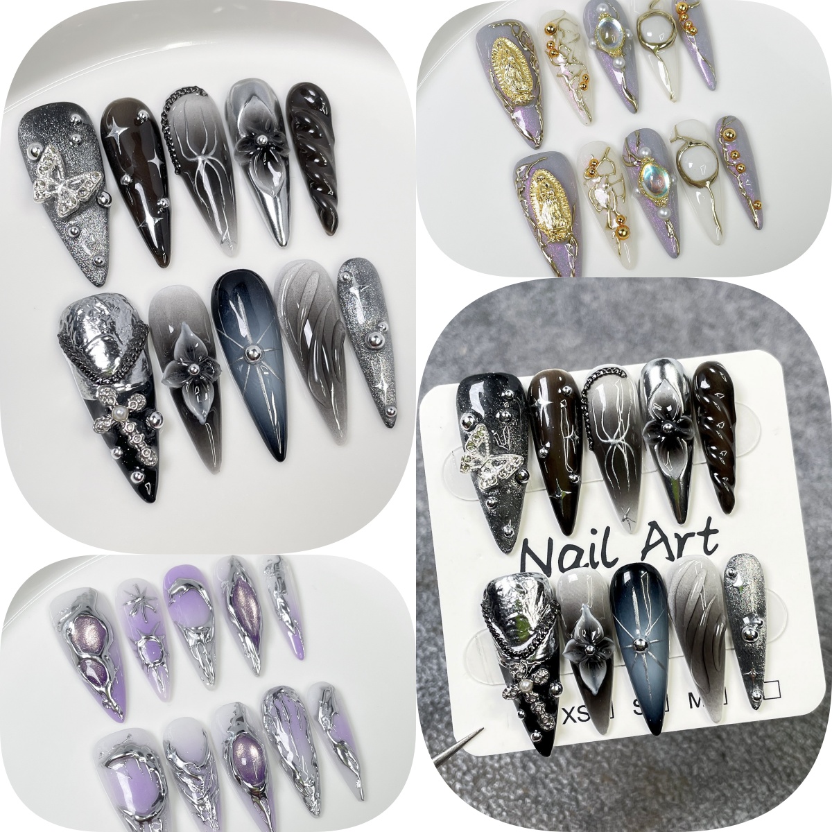 Pressed Flower Art - 10 Uds. De uñas postizas desmontables