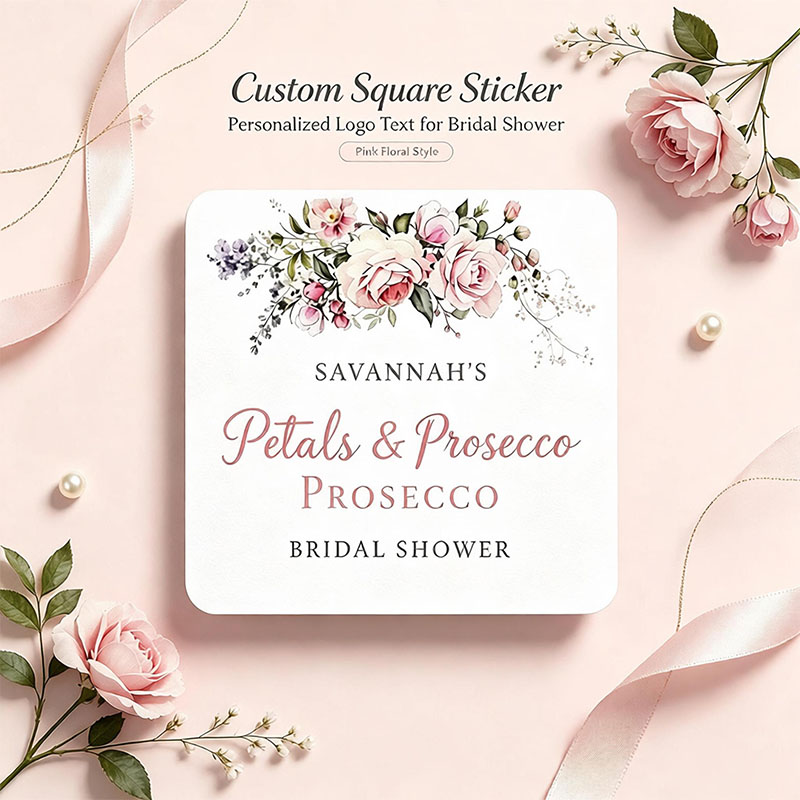 Personalized Name Box - Pegatinas Cuadradas Personalizadas con Pétalos de