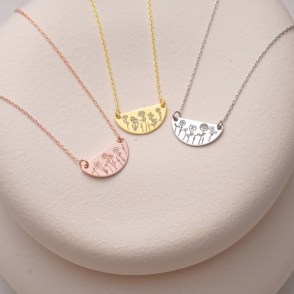 Collar de flores personalizado - Birth Flower Necklace reseña y precio