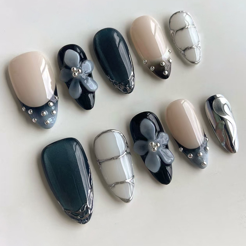 24 Uñas Postizas Largas Almend - Pressed Flower Art reseña y precio