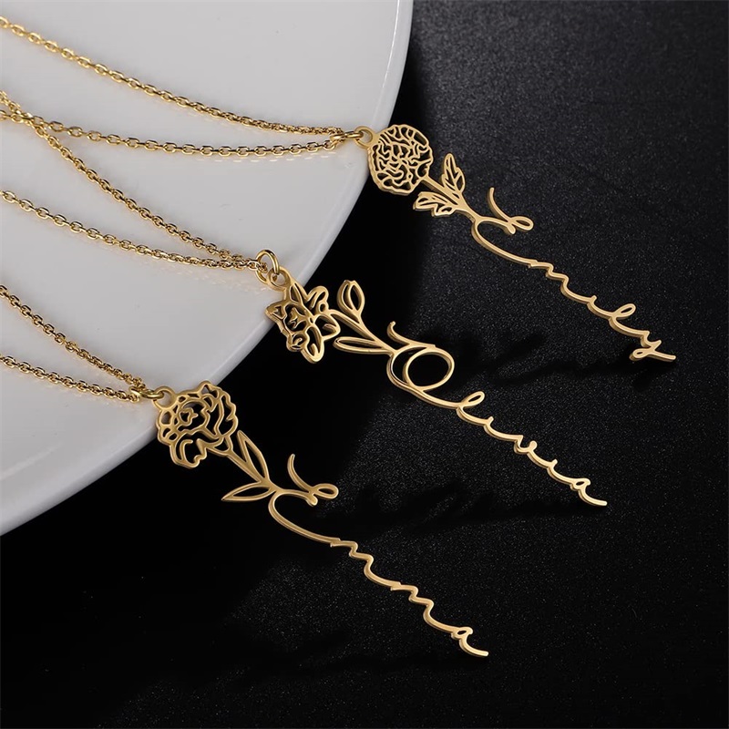 Collar personalizado con nombr - Birth Flower Necklace reseña y precio